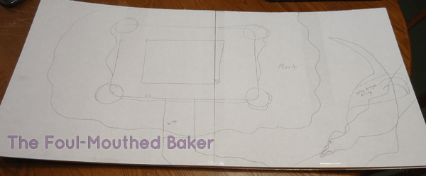 My blueprint complete with shitty dragon drawing!