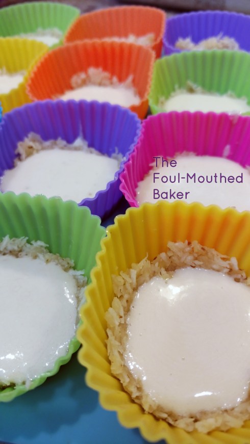 The newly poured mixture is shiny as fuck.